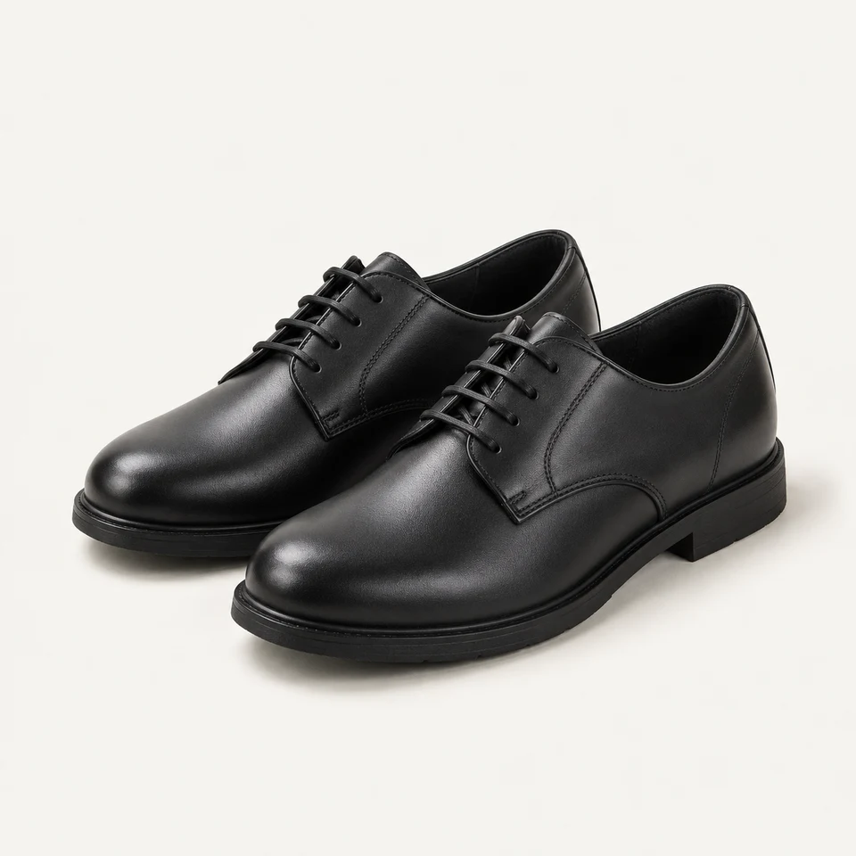 AI-generated unbranded school shoes design concept on an off-white background