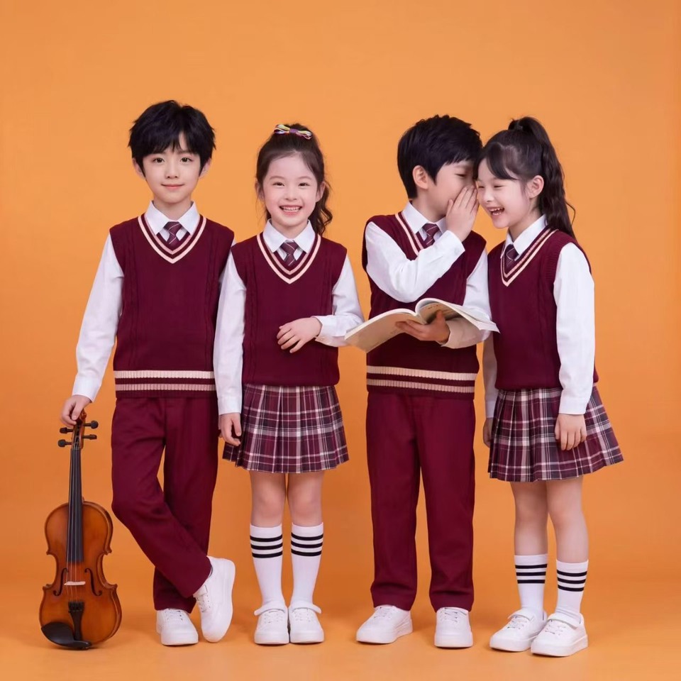 버건디 니트 조끼 교복