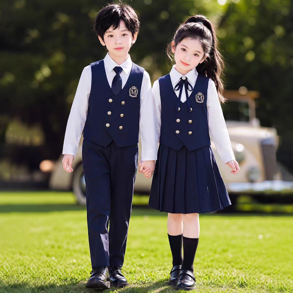 Navy double-breasted waistcoat uniform